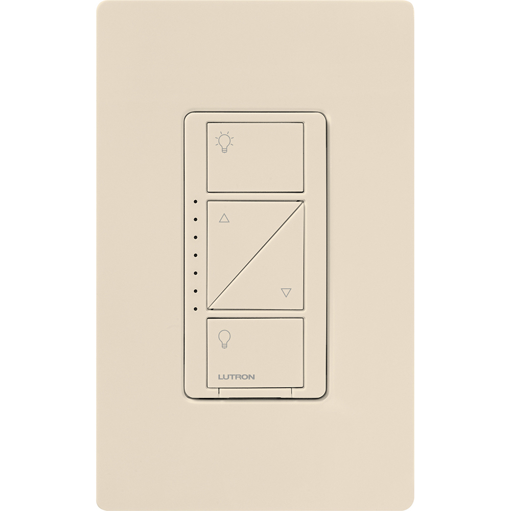Caseta Wireless 3-way/single-pole RF dimmer for LED, CFL, Incandescent, Halogen, or Magnetic Low Voltage, 1000W/VA, neutral optional in light almond