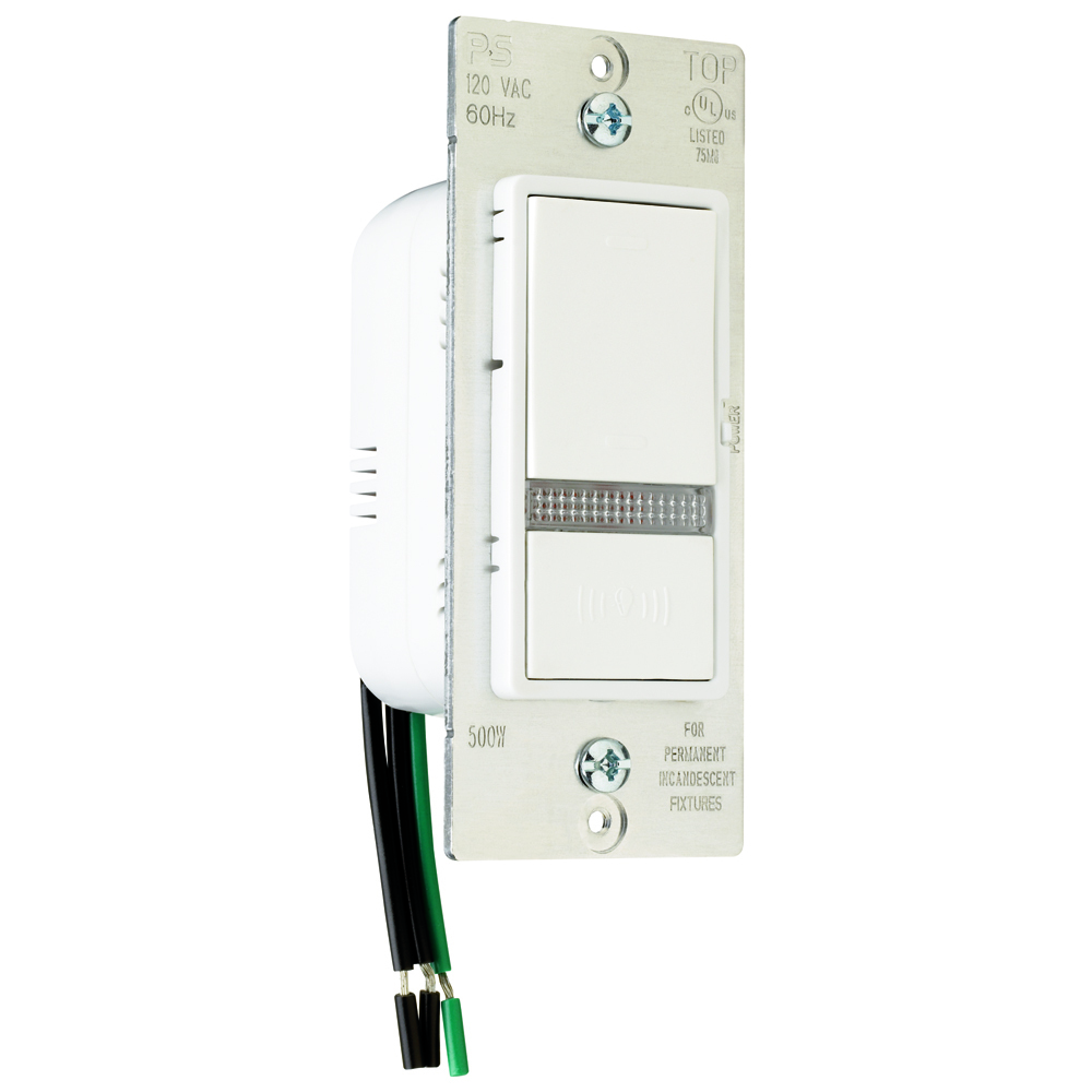 Emergency Decorator Home Locator Switch, 500 Watts, 15A, 120VAC, White