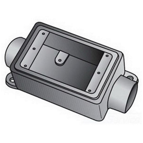 OZ-Gedney Type FDC Deep Cast Device Box, Number Of Outlet: 2, Gray Iron, Size: 3/4 IN, Ridge Top Construction, Cable Entry: (2) 3/4 IN Hubs, 28 CU-IN Capacity, No, 2-15/16 IN Width, 3-1/16 IN Depth, 4-11/16 IN Height, Finish: Zinc Electroplated With Aluminum Enamel, Third Party Certification: UL File Number E-18095, CSA 009795, Applicable Third Party Standards: UL 514A, CSA C22.2 No.18, Federal Specification A-A-50563, NEMA : FB-1, For Rigid Conduit And IMC