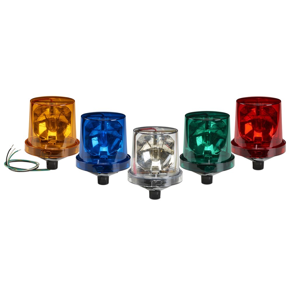 Electraray Hazardous Location Rotating Warning Light, Amber - Available in 120VAC. Five dome colors: Amber, Blue, Clear, Green and Red. 25 watt incandescent lamp. 1/2-inch NPT pipe mount. Indoor/outdoor use. Type 4X, IP66 enclosure. IP69K compliant. UL and cUL Listed for Class I, Division 2, Groups A, B, C and D & Class II, Division 2, Groups F and G & Class III.