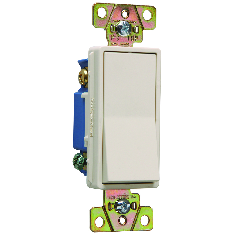 Three-way, Back and Side Wire, Decorator Switch, 15 amps, 120/277 volts, Light Almond.