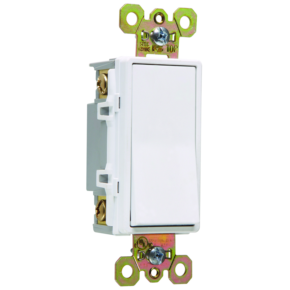 Four-way, Back and Side Wire, Decorator Switch, 15 amps, 120/277 volts, White.