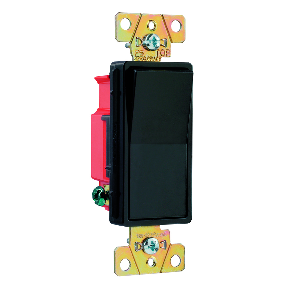 Single Pole, Back and Side Wire, Decorator Switch, 20 amps, 120/277 volts, Black