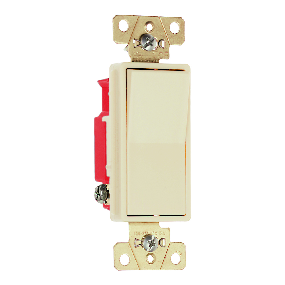 Single Pole, Back and Side Wire, Decorator Switch, 20 amps, 120/277 volts, Ivory.
