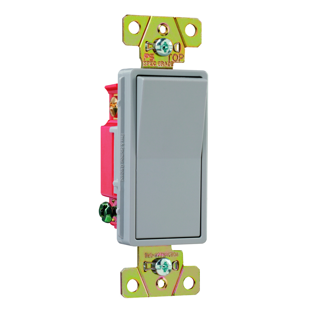 Decorator 3way Switch Back and, Side Wire 20amp 120/277volt Gray