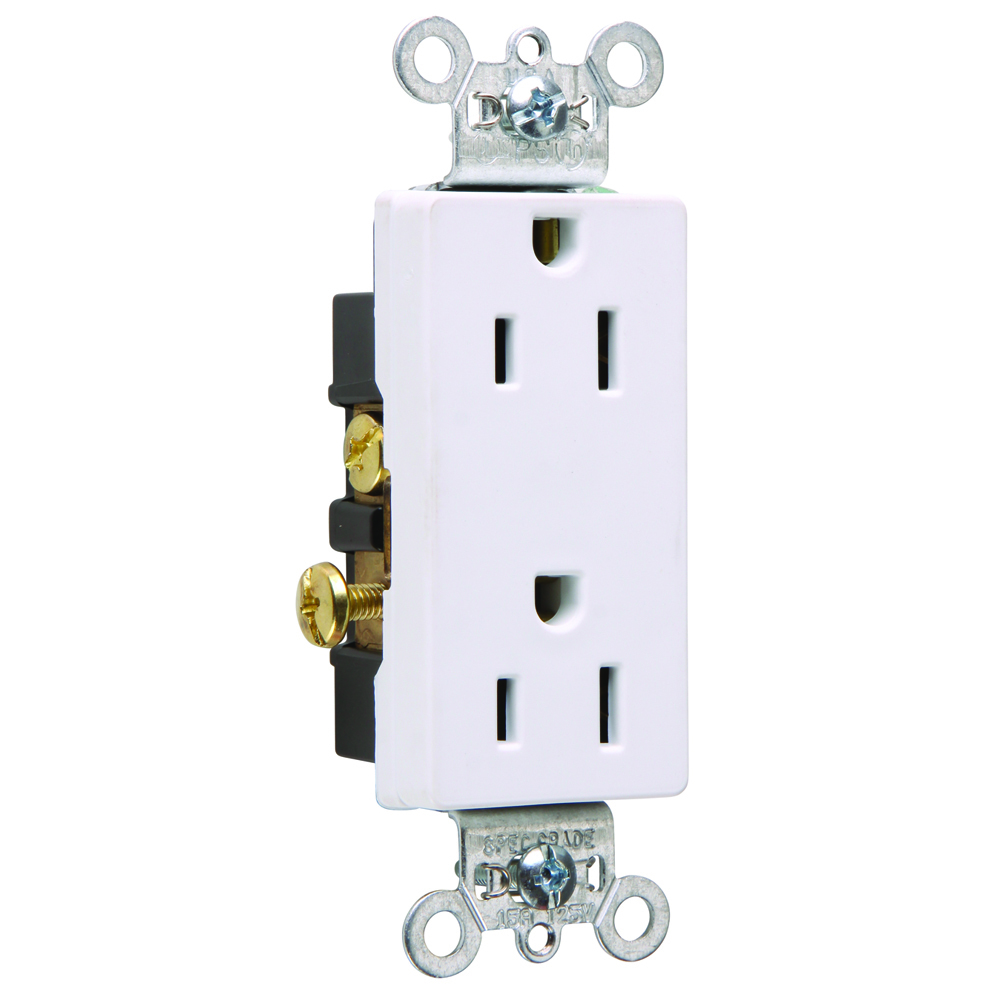Heavy-Duty Decorator Spec Grade Duplex Receptacle Side Wire 15amp 125volt White