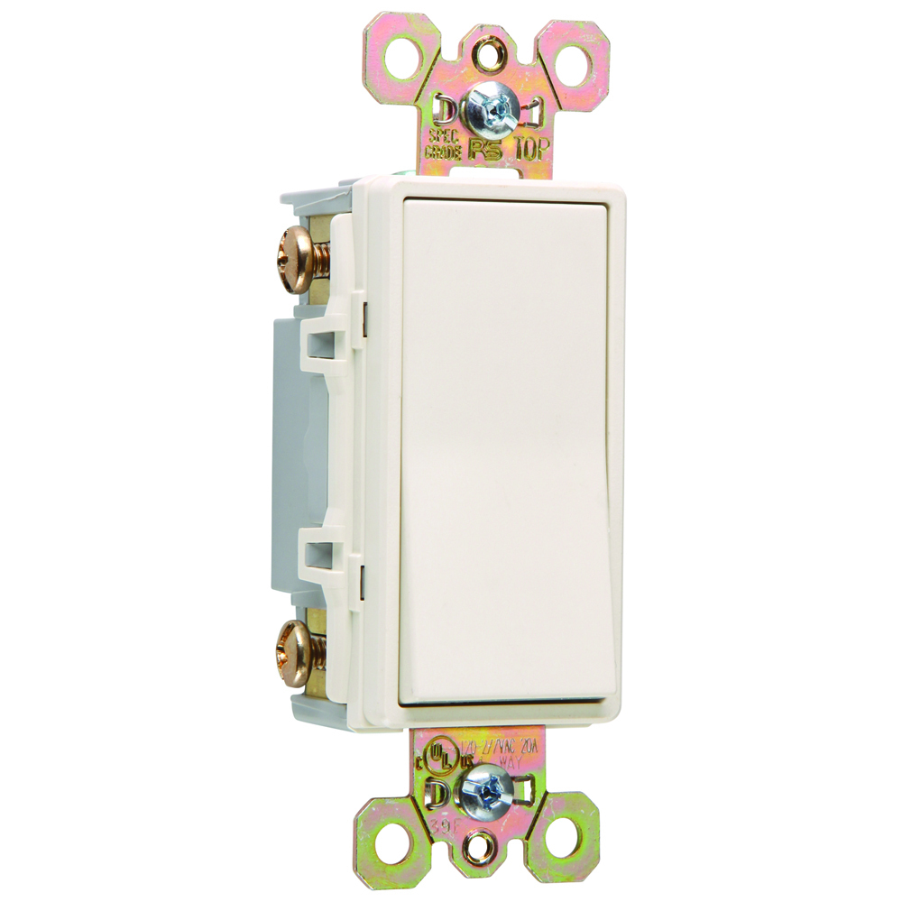Four-way, Back and Side Wire, Decorator Switch, 20 amps, 120/277 volts, Light Almond.