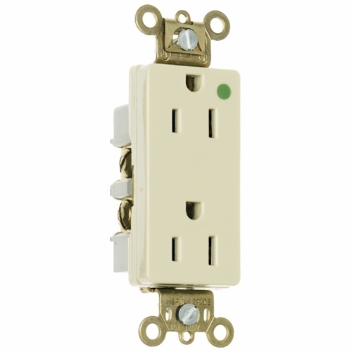Heavy-Duty Decorator Hospital Grade Duplex Receptacle Back and, Side Wire 15amp 125volt Ivory
