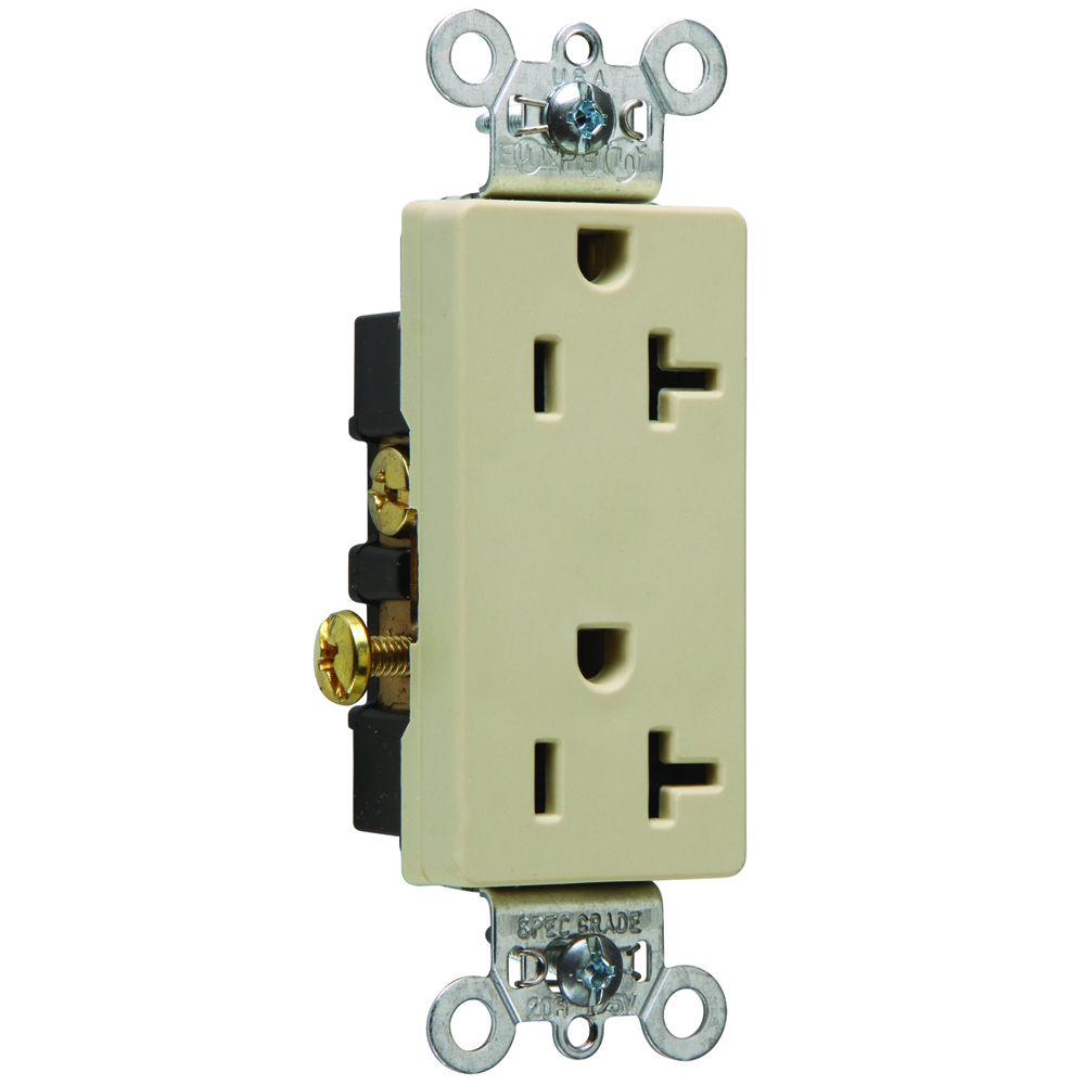 Heavy-Duty Decorator Spec Grade Duplex Receptacle Side Wire 20amp 125volt Ivory