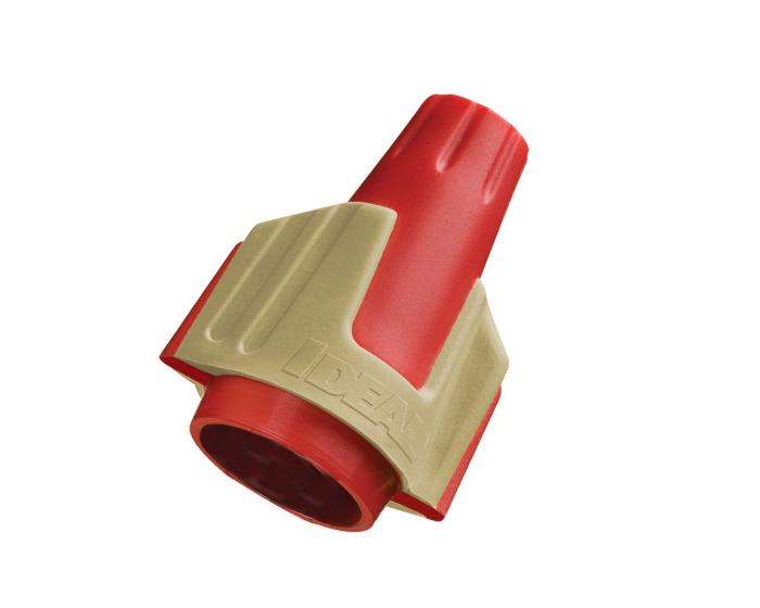 IDEAL, Wire Connector, Twister PRO, Conductor Range: 22 - 8 AWG, 2/18 AWG Min, 4/10 AWG MAX, Number Of Conductors: 2 to 4, Material: Flame-retardant Polypropelene, Color: Red/Tan, Voltage Rating: 600 V, Environmental Conditions: Tough, UL 94V-2 Flame-Retardant Shell Rated At 105 DEG C (221 DEG F), Wire Type: Cu/Cu, Model Number: 344