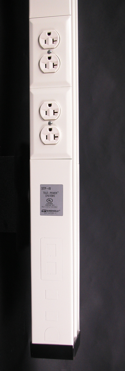 Tele-Power Pole; 125 Volt, 20 Amp, Steel, Ivory