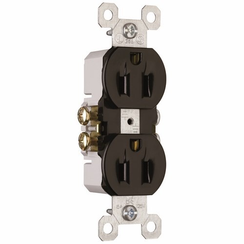 Duplex Grounding Receptacle. 15 amp, 125 volt, Black.