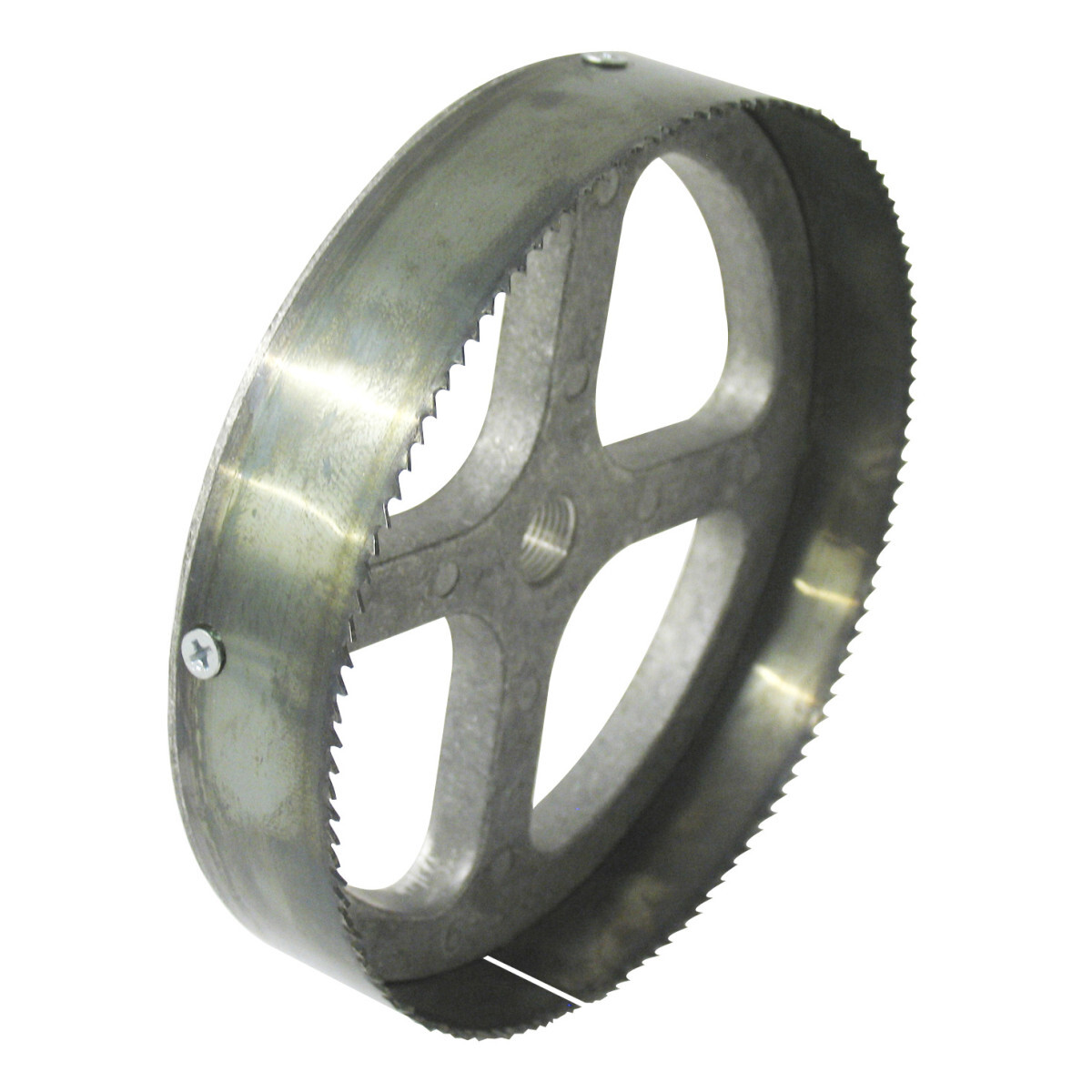Recessed Light Hole Saw Steel Toothed 6-3/8" (162mm).  Industry's only interchangeable replacement bladeS.  Strong durable back plate.  Available in two styles - steel tooth and carbide grit.  Made and designed in USA by Greenlee.  Use with a power drill to cut large diameter holes for recessed lighting fixtures.  Saws use Greenlee arbor 37156, purchased separately.