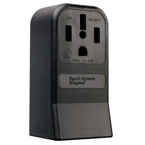 Straight Blade Power Outlet Surface Receptacle, Range50amp 125/250v