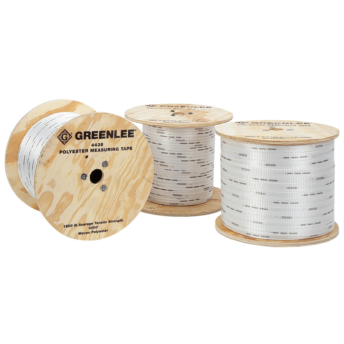 High Strength Polyester Measuring/Pulling Tape 3,000' Length with 1,800 Pound Average Breaking Strength.  Durable and stretch-resistant tape for easily pulling and installing wire and fiber optic cables within PVC and HDPE ducts.  Factory-lubricated to reduce burn-through in innerduct.  Easy-to-read footage markings for quick and accurate measurements.  Available in various tensile strengths for use in any application.