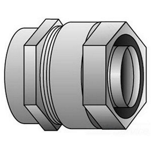 OZ-Gedney Type 4Q-FM Combination Coupling, Trade Size: 1-1/2 IN, 2-3/4 IN Outside Diameter, Length: 2-1/8 IN, Flexibility: RMC And IMC, Malleable Iron, Steel Ferrule, Connection: Compression X FNPT Hub, Enclosure: NEMA 4, Third Party Certificatio