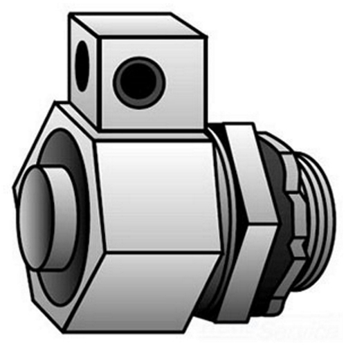 OZ-Gedney Ground-Tite Type 4Q-L Grounding Liquid Tight Straight Connector With Lug, Size: 2 IN, Connection: Compression X Tapered MNPT Hub, Conductor Range: 6 - 1/0 AWG, Malleable Iron Body And Nut, Steel Ferrule, Finish: Zinc Electroplated, NEMA