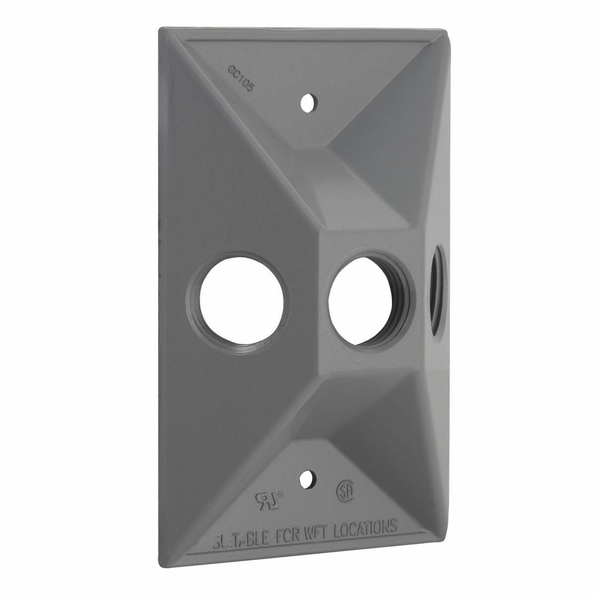 1G WP CLUSTER COVER (3) 1/2 IN. OUTLETS GRAY