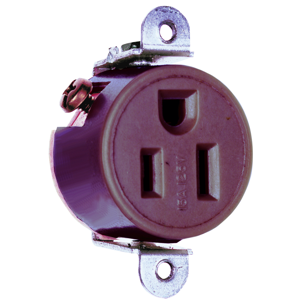 Commercial Grade Short Strap Single Receptacle Side Wire 15amp 125volt Brown