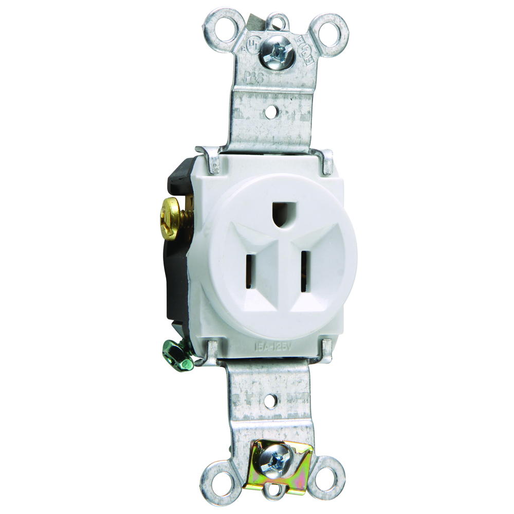 Heavy-Duty Spec Grade Single Receptacle Back and, Side Wire 15amp 125volt White