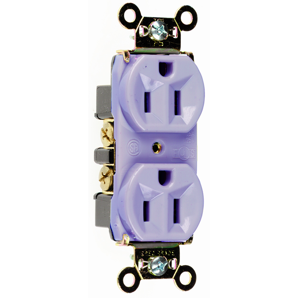 Hard Use Spec Grade Duplex Receptacle Back and, Side Wire 15amp 125volt Gray