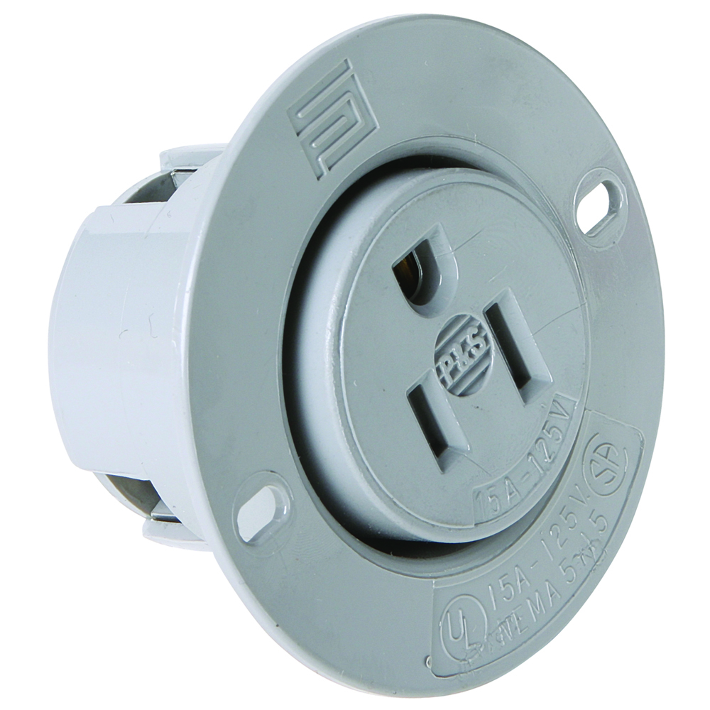 Straight Blade 2pole 3wire 15amp 125volt Flanged Outlet