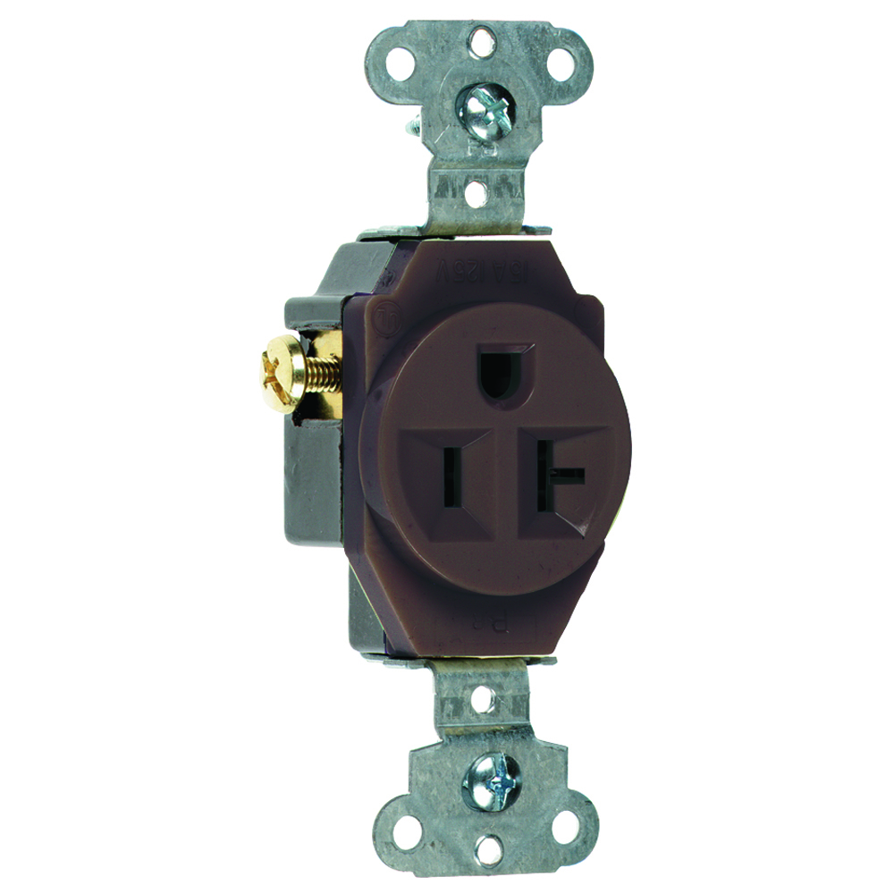 Heavy-Duty Spec Grade Single Receptacle Side Wire 20amp 125volt Brown
