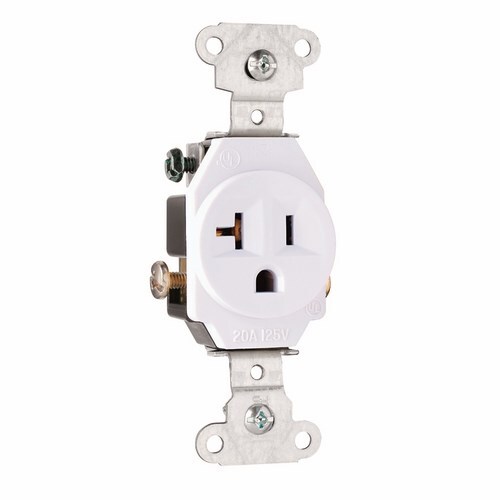 Heavy-Duty Spec Grade Single Receptacle Side Wire 20amp 125volt White