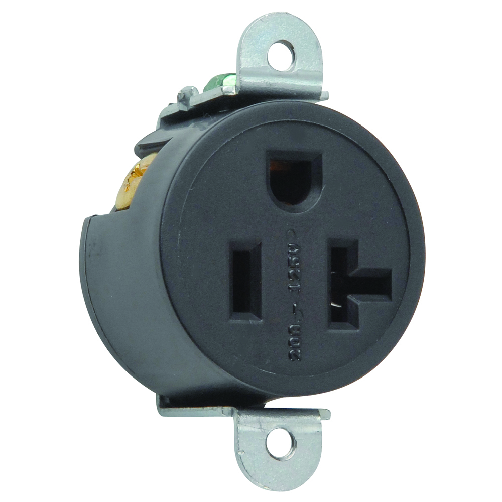 Commercial Grade Short Strap Single Receptacle Side Wire 20amp 125volt Black