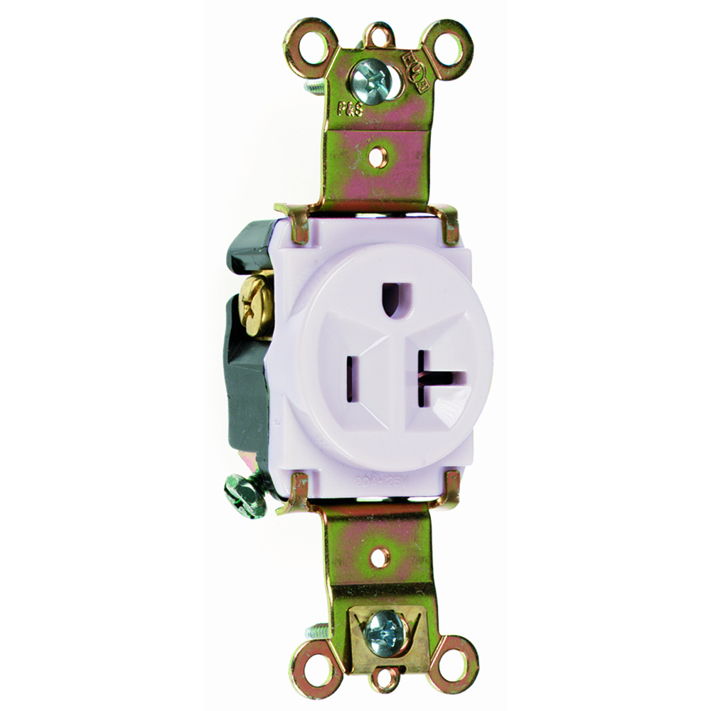 Heavy-Duty Spec Grade Single Receptacle Back and, Side Wire 20amp 125volt White