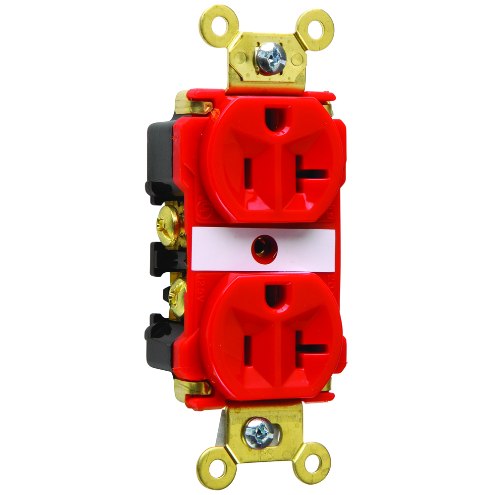 Industrial Extra Heavy-Duty Spec Grade Duplex Receptacle Back and, Side Wire 20amp 125volt Red