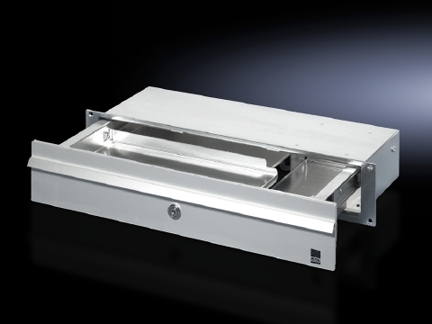 Drawer 482.6 mm (19Zoll)/2 U, for keyboard and mouse, Drawer: With stay, Front panel: With security lock (lock no. 12321) and handle strip