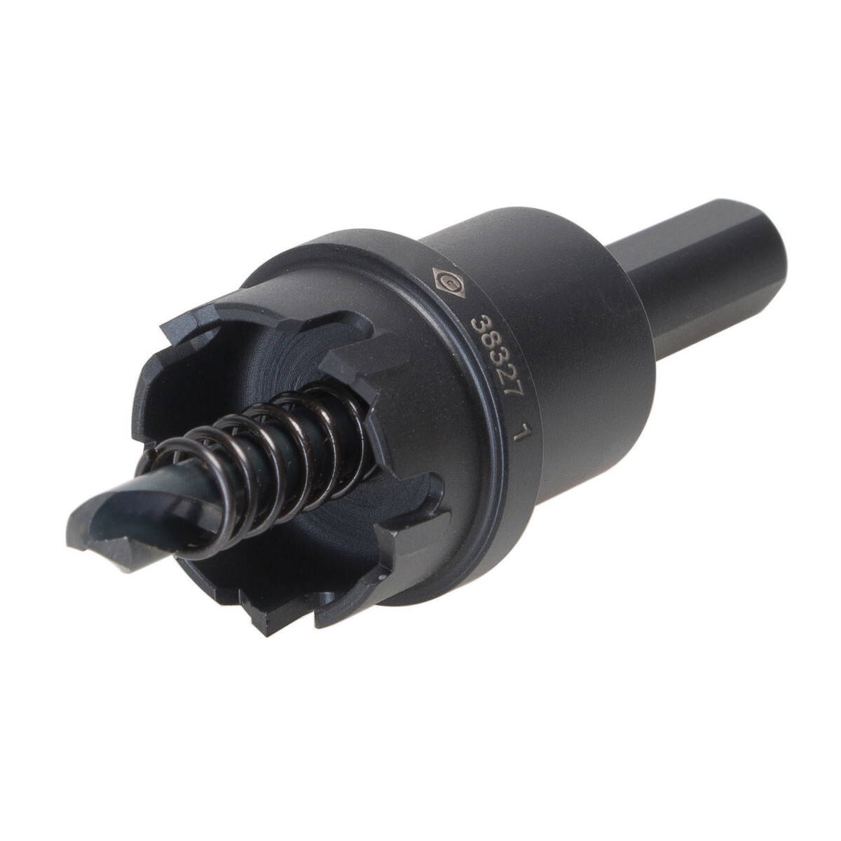 Carbide-Tipped Hole Cutter 1" (25.4mm).  Multiple tungsten carbide tips for long life and smooth cutting.  Cut fast, accurate, high quality holes in stainless steel, copper, aluminum, steel.  Flange stop prevents over-drilling.  Replaceable cobalt steel pilot drill, with split-point tip design, to improve performance and resist walking.  Eliminates need for center punch.