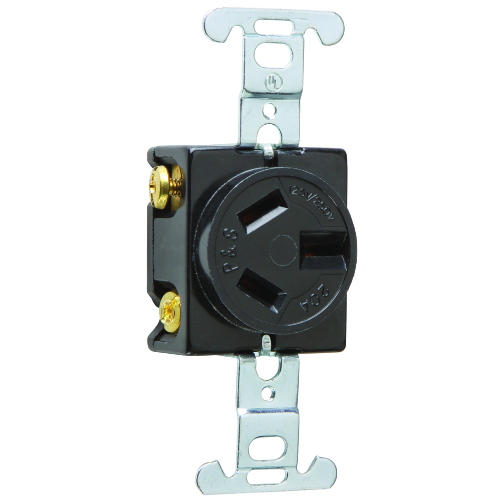 Single Receptacle 3pole 3wire 20amp 125/250volt Black Non Grouding