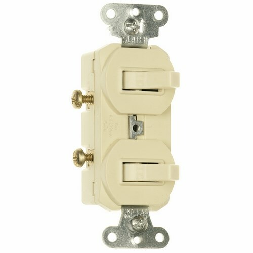 Single Pole, Double Combination Switch, 15 amps, 120/277 volts, With Ground, Ivory.