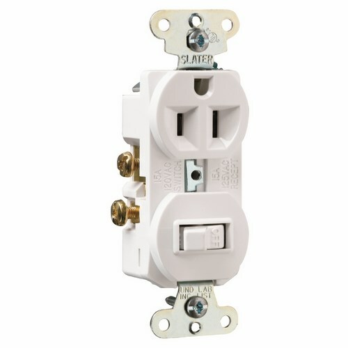 Single Pole, Single Switch Combination, 15 amps, 120/125 volts, White.