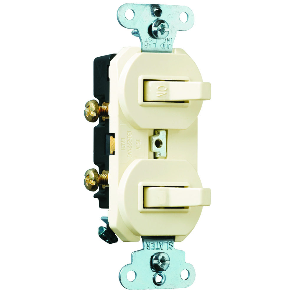 15 amps, 120/277 volts, Single Pole, Three-Way Combination Switch, Grounding, Light Almond.