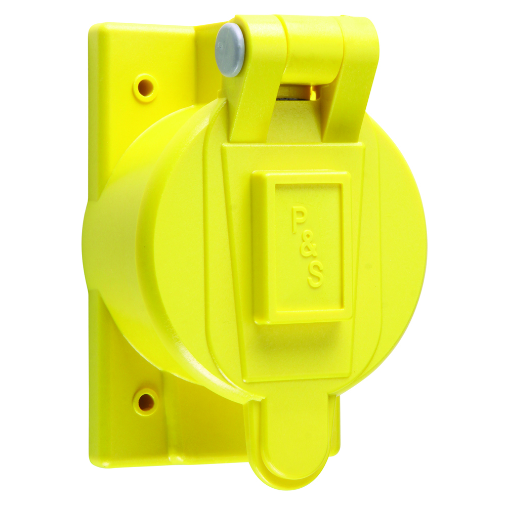 Thermoplastic Weatherproof Cover,2.38 Diameter Opening to Accommodate50 AmpTurnlok (non-lockout), Yellow