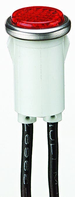 IDEAL, Indicator Light, Flush, Wattage: 1/3 WTT, Voltage Rating: 125 V, Amperage Rating: 2 MILAMP Max, Color: Green Lens, Average Life: 15000 HR, Mounting: 1/2 IN Diameter, Operating Temperature: Nylon Body: 140 DEG C, Polycarbonate Lens: 135 DEG C, Bezel: 0.100 IN Height, Flammability Rating: 94V-2, Material: Nylon Body With Flush Transparent Polycarbonate Lens And Stainless Steel Bezel, Lamp Type: Neon, Termination Style: 6 IN Wire Leads