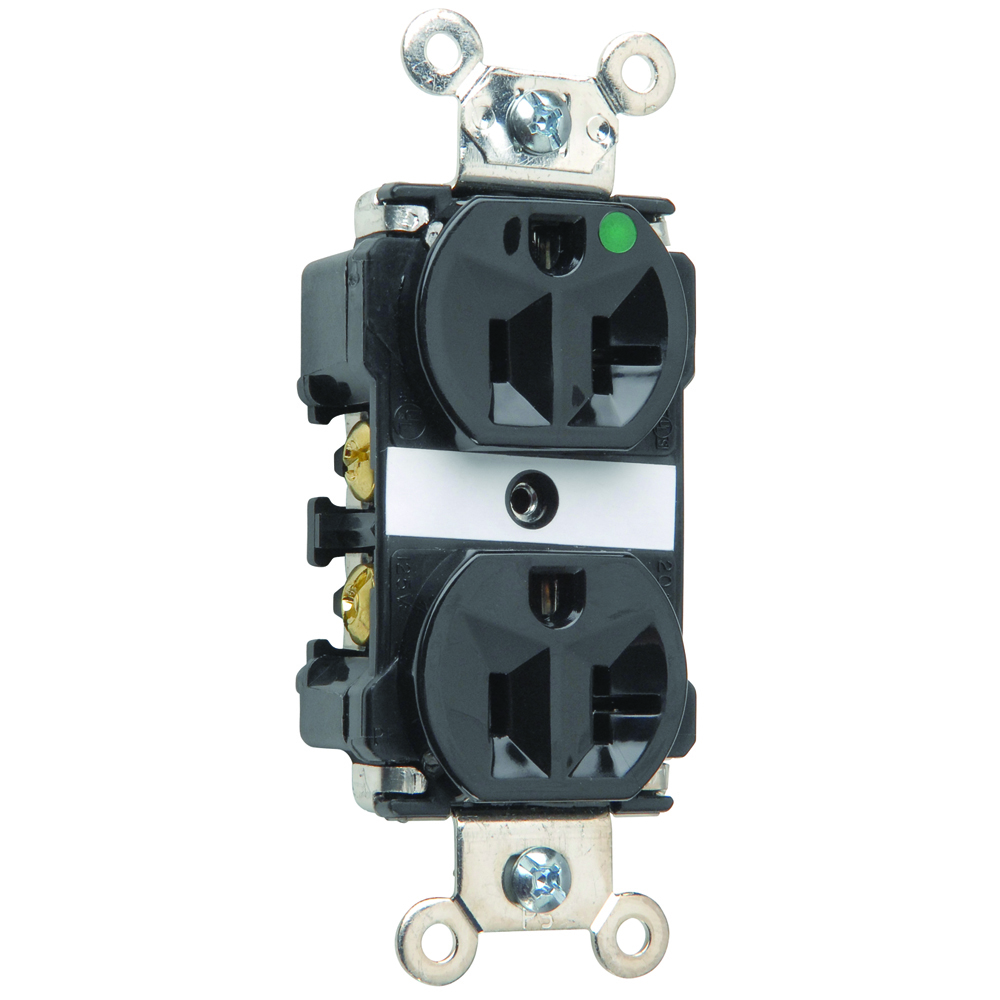 Extra Heavy-Duty Hospital Grade Duplex Receptacle Back and, Side Wire 20amp 125volt Black