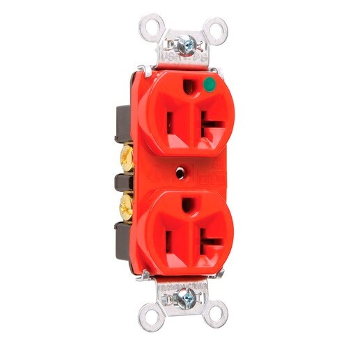Heavy-Duty Hospital Grade Compact Design Duplex Receptacle Back and, Side Wire 20amp 125volt Red