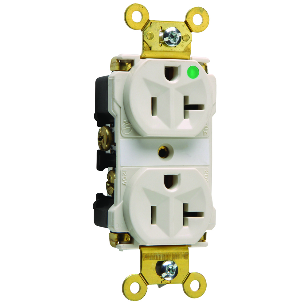 Extra Heavy-Duty Hospital Grade Duplex Receptacle Back and, Side Wire 20amp 125volt Light Almond