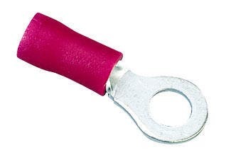 IDEAL, Ring Terminal, Vinyl Ring, Cable Size: 22 - 18 AWG, Number Of Holes: 1, Stud Size: 6 IN, Material: Tin Plated Brass, Insulation: Vinyl Insulated