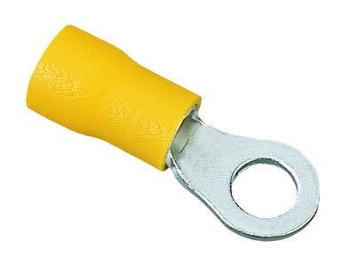 IDEAL, Ring Terminal, Vinyl Ring, Cable Size: 12 - 10 AWG, Stud Size: 8 IN, Number Of Holes: 1, Insulation: Vinyl Insulated, Material: Tin Plated Brass