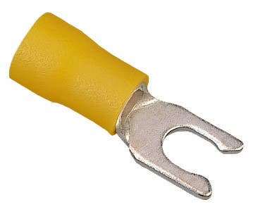 IDEAL, Spade Terminal, Vinyl Snap Spade, Cable Size: 12 - 10 AWG, Stud Size: 10 IN, Insulation: Vinyl Insulated, Material: Tin Plated Brass