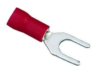 IDEAL, Spade Terminal, Vinyl Spade, Cable Size: 22 - 18 AWG, Stud Size: 8 IN, Insulation: Vinyl Insulated, Material: Tin Plated Brass