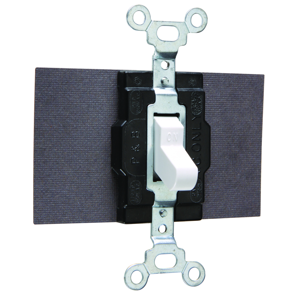 15 amps, 120/277 volts, Single Pole, Double Throw Switch, Maintained Contact Three Position- Two Circuit, White.