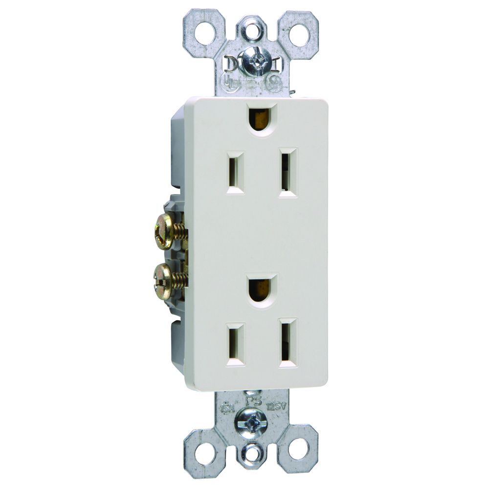 Decorator Duplex Receptacle,15amp 125volt,Side and, Speedwire, Light Almond