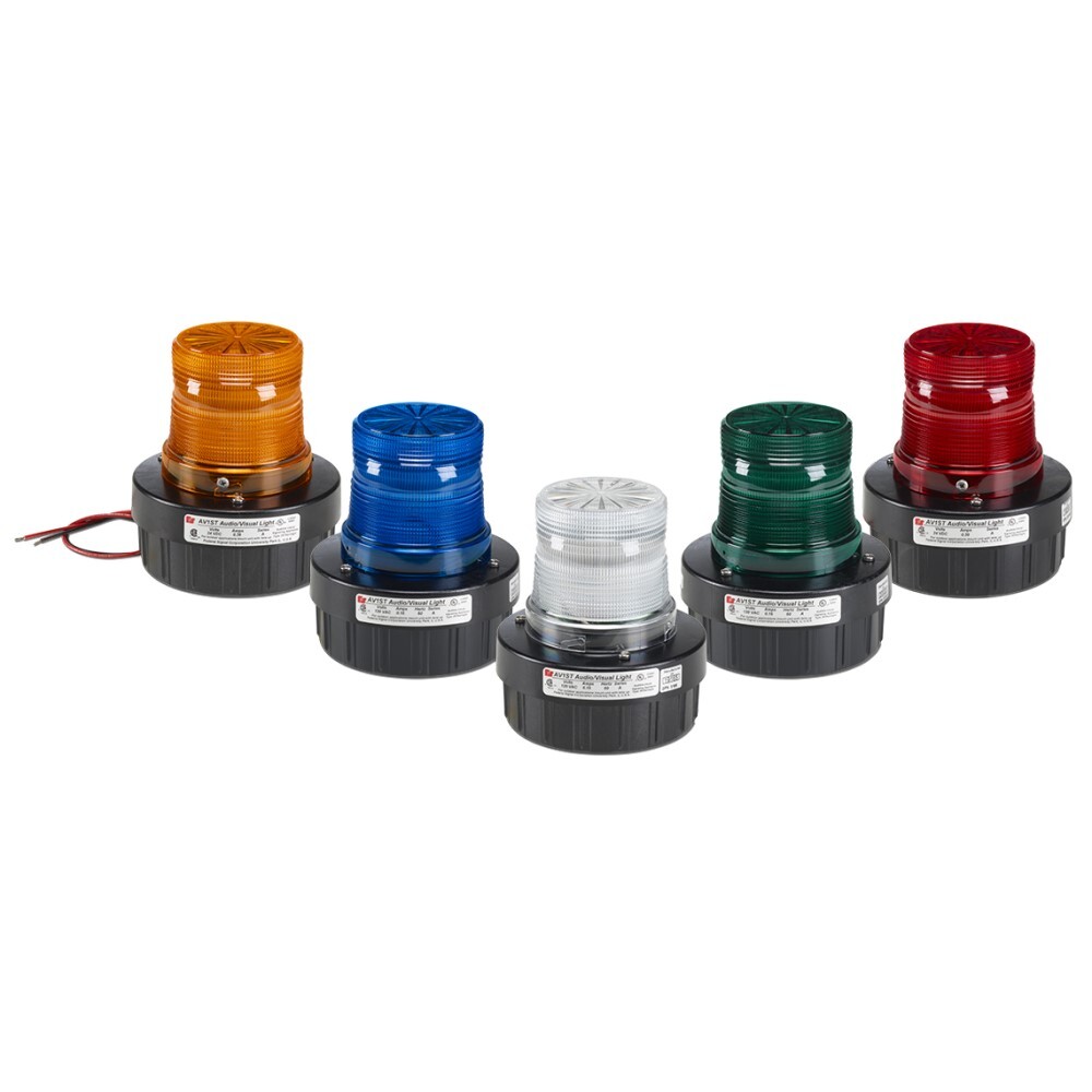 Strobe Combination Audible/Visual Signal, 120VAC, Amber - Available in 24VDC and 120VAC. Surface mount, integrated 1/2-inch NPT pipe mount and 4-inch electrical box mount. Five lens colors: Amber, Blue, Clear, Green and Red. Twist-off lens for easy access. Internal buzzer produces 85 dBA at 10 feet (95 dBA at 1m). Conformal coated PCB. Type 3R enclosure. CSA Certified. UL and cUL Listed.