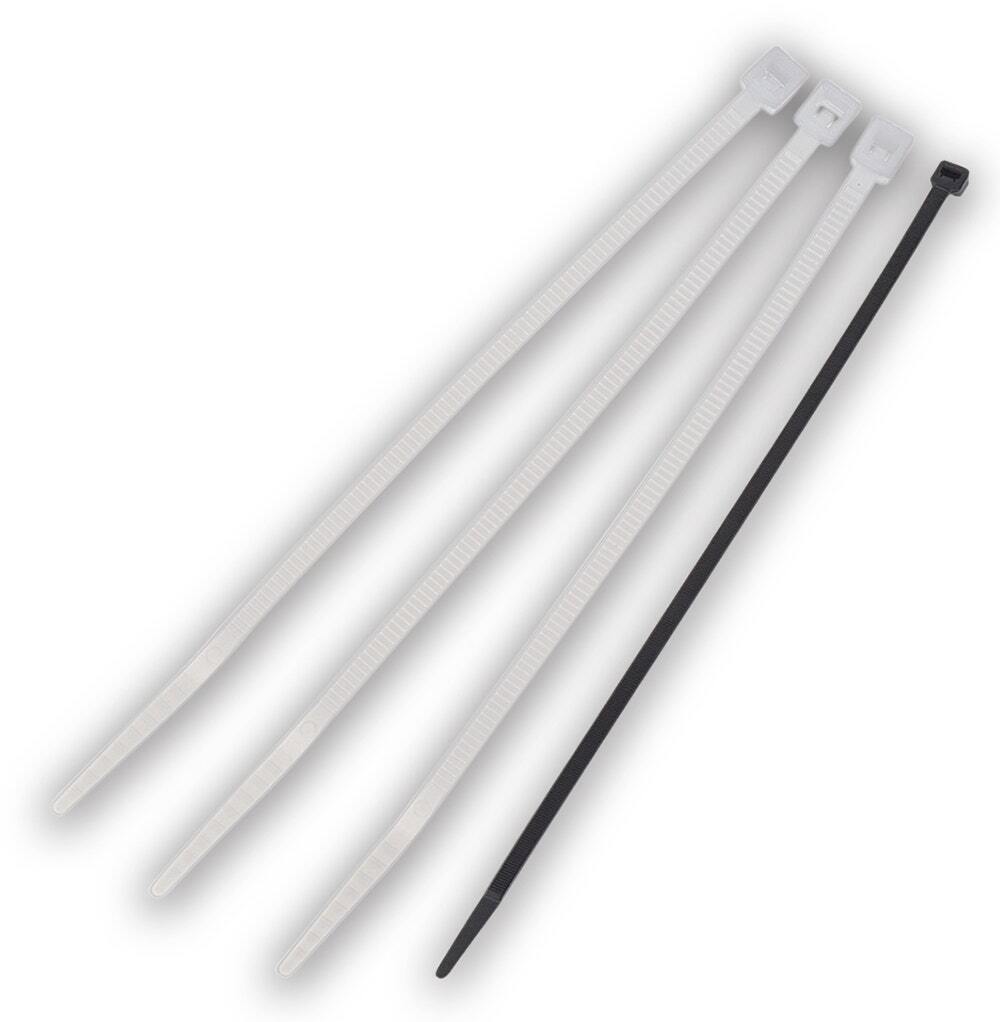 Buchanan, Cable Tie, Multi-Purpose, Standard, Width: 0.181 IN, Length: 8 IN, Thickness: 057 IN, Material: Nylon, Color: UV Black, Tensile Strength: 50 LB